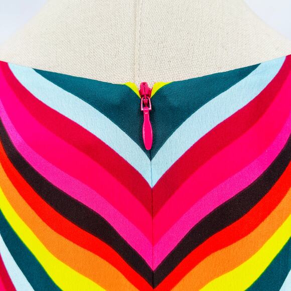 Trina Turk Pink Rainbow Multicolor Chevron Print Mini Dress - Picture 5 of 7